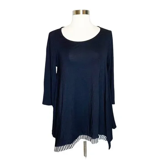 Alembika S Small Black Trapeze Top Flowy Tunic Blouse Lightweight Dressy Casual - Picture 1 of 7